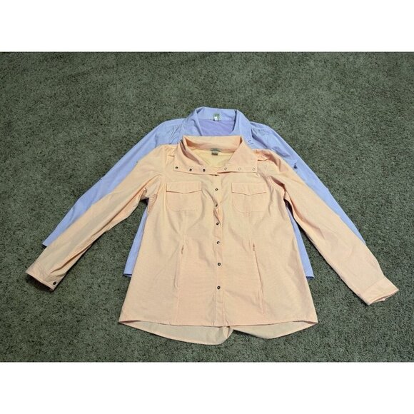 DULUTH TRADING Cool Plus Vented Fishing Shirt Roll Tab Sleeve Snap Lot Of 2 XL - Picture 1 of 13